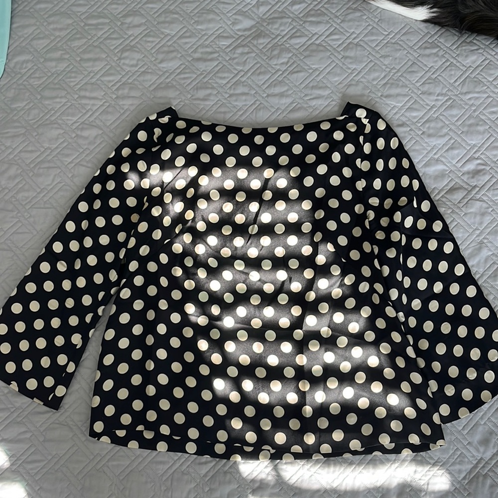 J-Crew black polka dot top